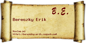 Bereszky Erik névjegykártya
